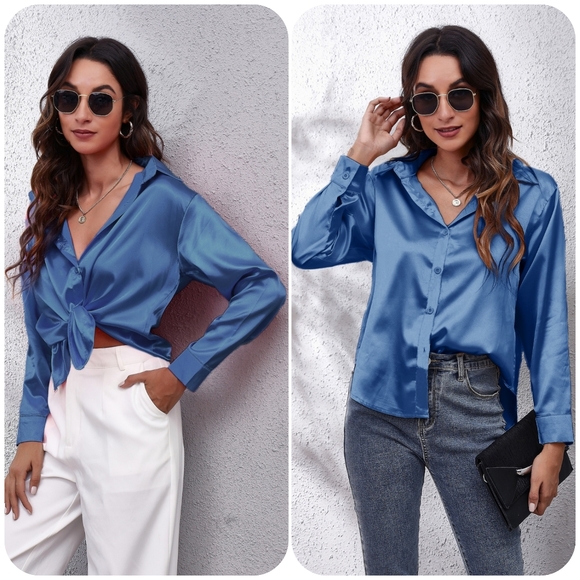 Golden Collared Neck Buttoned Long Sleeve Shirt - Picture 5 of 16